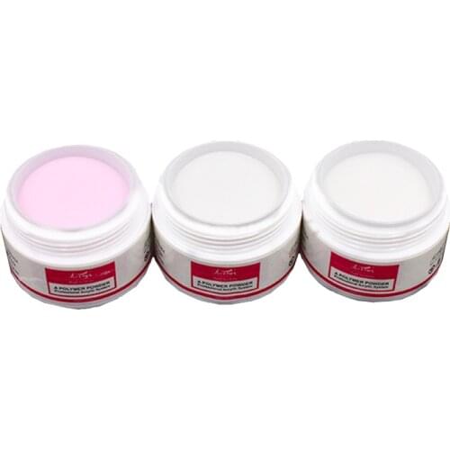 Funmix 1pc 15ml Acrylic Powder A Polymer Powder Nail Glitter Clear White Pink Colors 3D Nail Art Crystal Powder Nail Art Tool