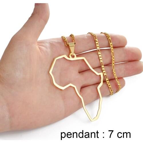 Anniyo Outline Big Map Africa Necklaces Women Men Gold Color African Pendant Ethiopia Jewelry Nigeria Congo Ghana Nigeria#118521