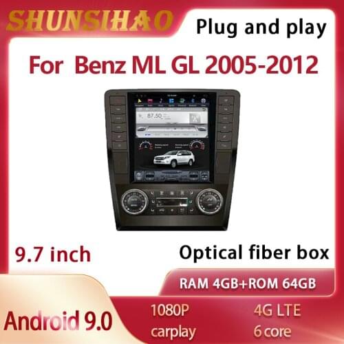 ShunSihao tesla Style car radio for 9.7 inch Benz ML GL X164 X166 2005-2012 multimedia GPS navi CarPlay autoradio Android 9