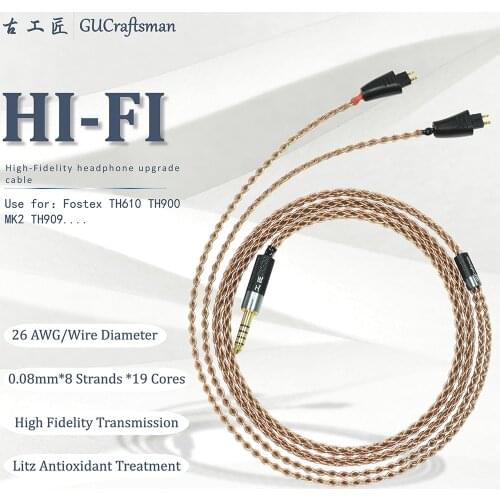 GUCraftsman 6N OCC copper TH610 TH900 MK2 TH909 XLR/2.5/4.4mm Balance Headphone upgrade cable