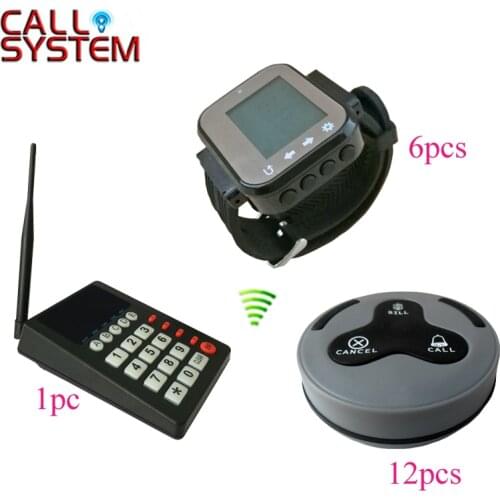1 keyboard 6 waiter watches 12 buttons Restaurant wireless table bell system in kitchen