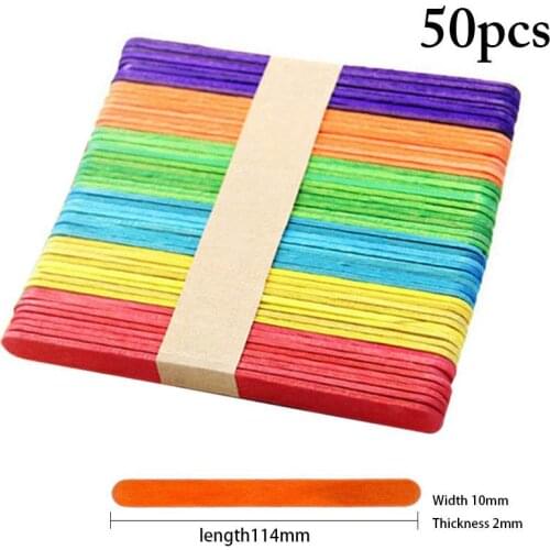 50pcs Popsicle Stick Ice Cube Maker Cream Tools Model Colorful Special-Purpose Wooden Craft Stick Lollipop Mold Accessories Tool