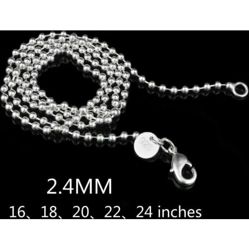 Cheap 2.4mm Beads Chain Necklace For Women Choker Colar Kolye Necklaces & Pendants Silver color Jewelry Charms Jewellery