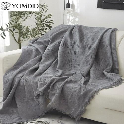 Home Hotel Pure Jacquard Bedding Office Sofa Knitted Cover Blanket With Tassel For Bed Airplane Travel Decor Plaid Blankets