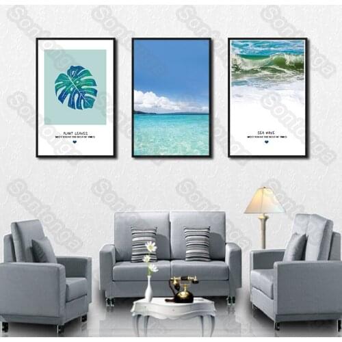 Plant Seascape Tropical Art Canvas Art Poster Sofa Background Simple Bedroom Bedside Oil Painting Creative Modern Living Room