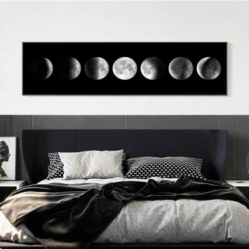 Black and White Moon Canvas Painting Modern Wall Art Posters and Prints on The Wall Picture for Living Room Bedroom Home Decor