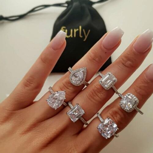 Handmade 100% 925 sterling Silver Engagement wedding Rings for Women ring set band finger promise Jewelry bridal personalized