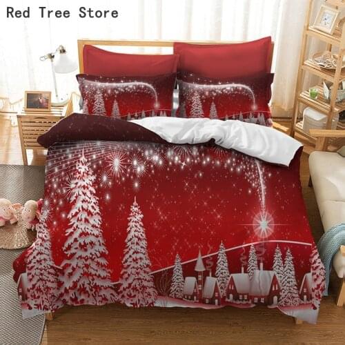 3D Printed Christmas Decor Bedding Sets Queen King Double Single Kids Duvet Cover With Pillowcase Adults Luxury Bed Linen 2/3pcs