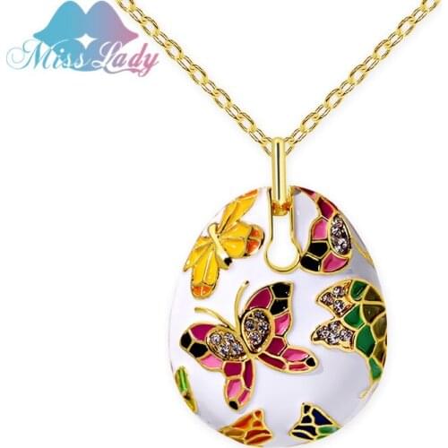 Miss Lady New Fashion Alloy Enamel Necklace Jewelry Beautiful Butterfly Insect Necklace Pendant For Women Party MLYT3704