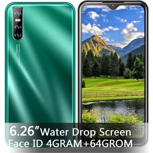 IPS Mobile Phones Android Note 8t Water Drop Screen 4G RAM 64G ROM Quad Core Smartphones Cellphones Face Unlocked Celular 6.26"