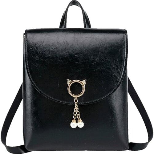 Fashion Women Small Backpack Ladies Cartoon Chain Leather Double Shoulder Bags Female Girl Schoolbag Travel Shopping Backpacks