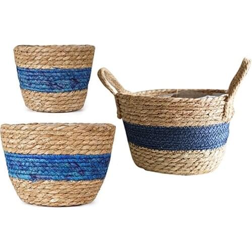 Seagrass Planter Basket, Woven Flower Pot Basket with Waterproof Plastic Liner for All House Plants