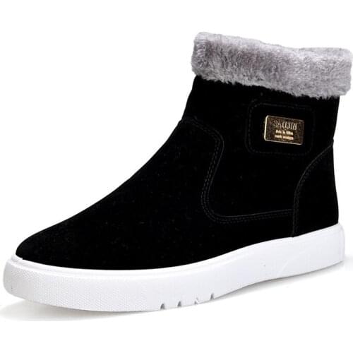 2021 Winter New Concise Style Mens Boots Round Toe Plush Thickening Causal Snow Boots with Platform Comfortable for Daily