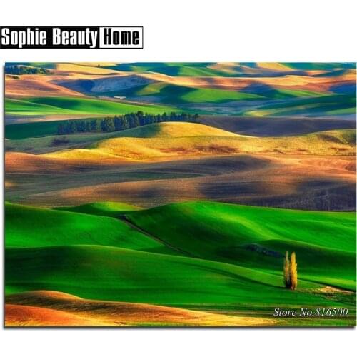 Full Square/Round Drill 5D DIY Diamond Painting Vast Grassland&Sunshine Diamond Embroidery Cross Stitch Mosaic Decor Gift 061112