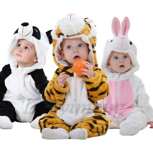 Infant Baby Girl Clothes Cartoon Romper Onesie Flannel Baby Panda Rabbit Costumes Animal Newborn Baby Rompers Jumpsuit Kigurumi