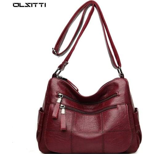 OLSITTI Solid Color Pu Leather Multiple Zippers Fashion Shoulder Bags for Women 2021 New All-match Casual Womens Crossbody Bag