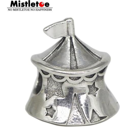 Mistletoe 925 Sterling Silver Circus Tent Charm Bead European Jewelry