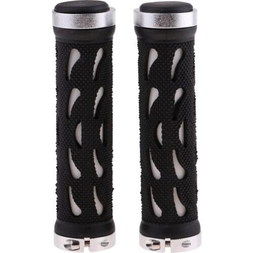 Mountain Bike Grips Road Bicycle Rubber Handlebar Grip Shock Absorption Cycling Sleeves End Caps Bicycle Parts White/Silver