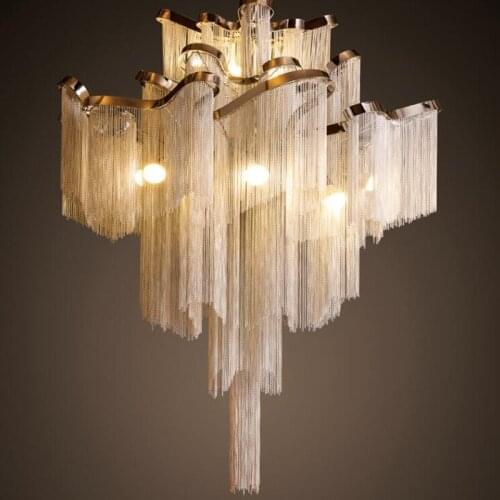 Modern creative luxury tassel chain chandelier Tassel chain Luxury Stair chandelier Hanging Light for Decoration Manggic lights