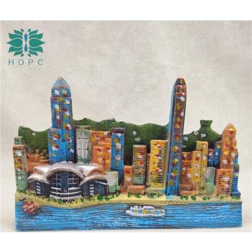 China Tourism Souvenirs Hong Kong Building Model Resin Ornaments Home Room Table Decoration Gifts