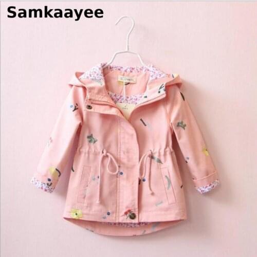 4-11y Girls Windbreaker Trench Spring Autumn Kids Flower Embroidery Jacket Baby Childrens Hooded Coats Long Clothing Outwear 47