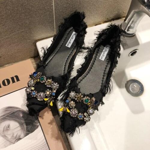 Sell Well Pointed Fashion New Women Flat Shoes Nightclub Party Mature Sexy Spring Shallow Luxury Rhinestone Simple Shoe W38-44