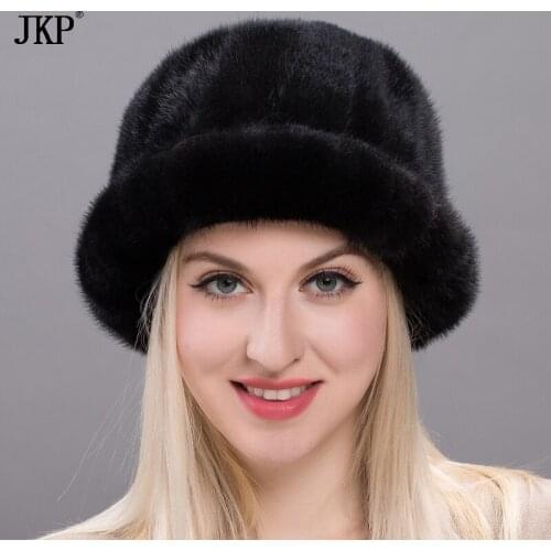 2020 100% Mink Fur Winter Hats New Fluffy Girls Casual Sun Hat Lovely Caps Women New Russian Hat BZ17-17