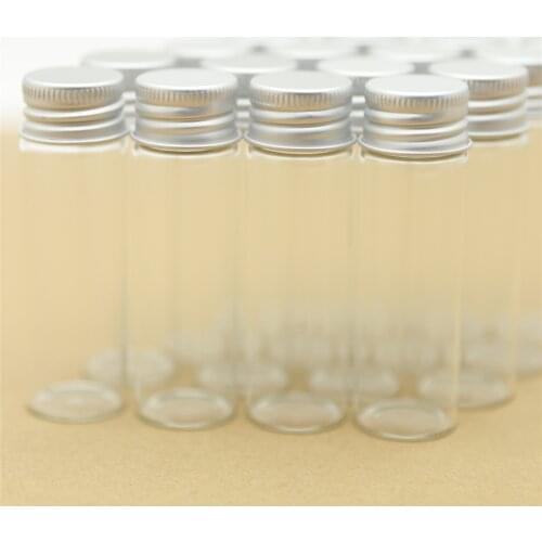 24pieces 15ml 22*70mm Tiny Glass Bottles Silver Screw Cap storage & jar Glass Jars Mini Containers Small Vial Bottles