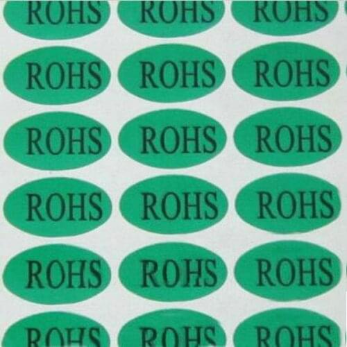 ROHS Sticker Label Sticker Round 14mm x 25mm 840pcs Green Color Black Font Coated Paper