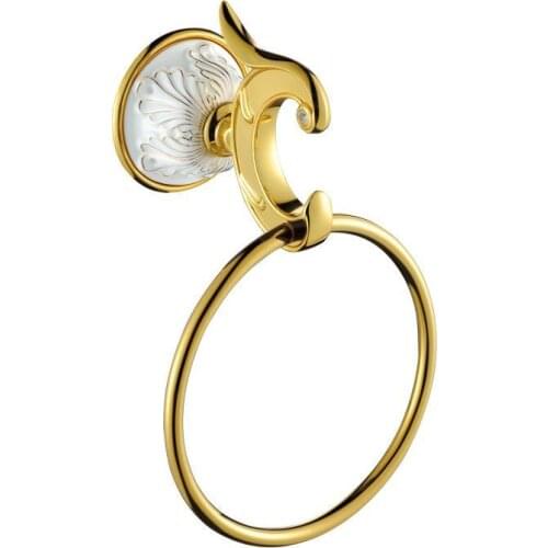 FREE SHIPPING NEW design 24k GOLD white crystal round towel ring