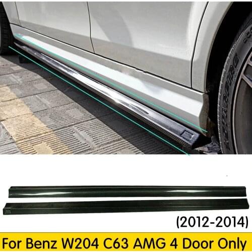 W204 C63 Carbon Fiber Side Extension Skirt For Benz W204 4 Door Sedan C180 C200 C260 C63 Amg 2008-2014