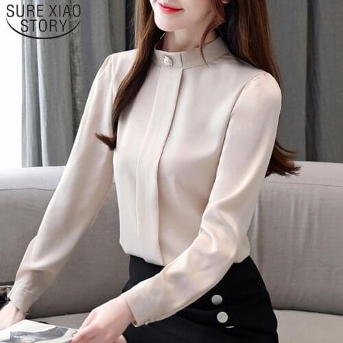 Elegant Loose Slim Solid Women Shirts Autumn 2021 New Long Sleeve Fashion Chiffon Womens Tops and Blouses Plus Size 7013 50