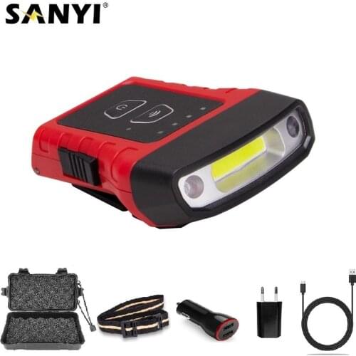 COB LED Cap Light Finger Sensor Hat Headlight Portable Headlamp Head Flashlight Head Cap Light Clip On Light Head Night Light