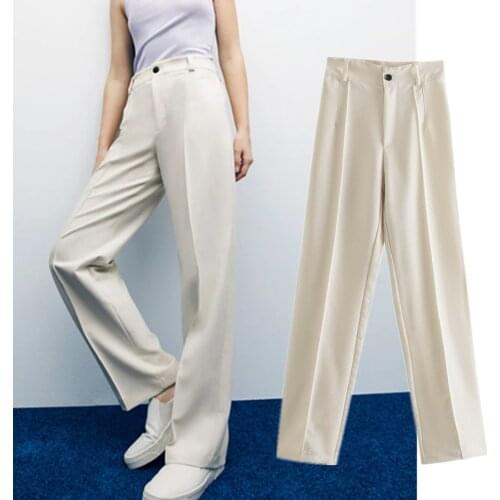 Jenny&Dave High Waist Suit Pantalones Casual Straight Pants Women Enlgand Style Fashion Solid Colorful Mujer Trousers Women