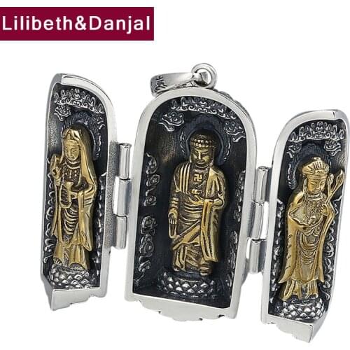 Creative Gawu Box Pure 925 Sterling silver Vintage Peaceful Buddha Portrait Women Men Necklace Pendant Fashion Jewelry 2021 P04
