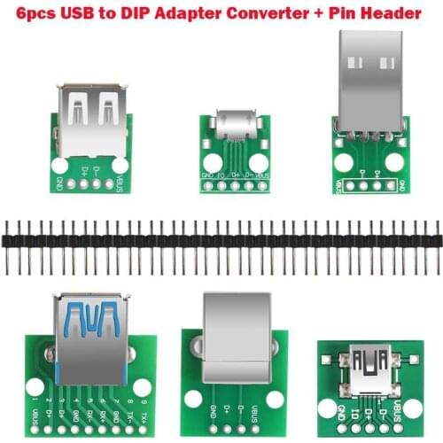 Micro Mini Usb Usb A Male Usb 2.0 3.0 A Female Usb B Connector Interface To 2.54mm Dip Pcb Converter Adapter Breakout Board