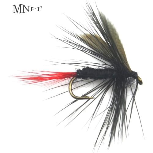 MNFT 10PCS 10# Red-tailed Black Body NYmph Trout Flies Fishing Simulation Gnat Lure Fly Hook