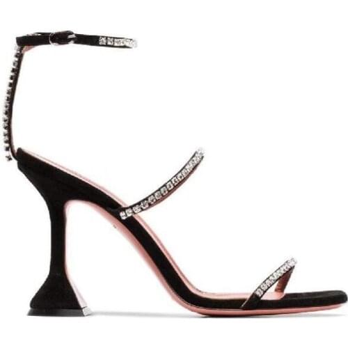 Fashion woman Rhinestone Chain high heel Sandals crystal Buckle wine glass heel woman sandal