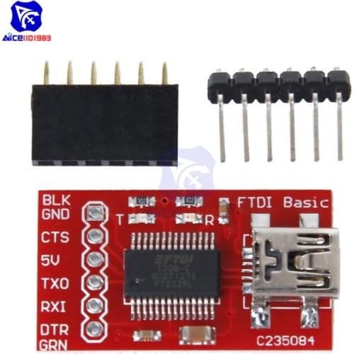 Diymore FT232RL FTDI USB 2.0 to TTL Serial Adapter Module Development Board Mini USB Interface 3.3V 5V for Arduino with Pin