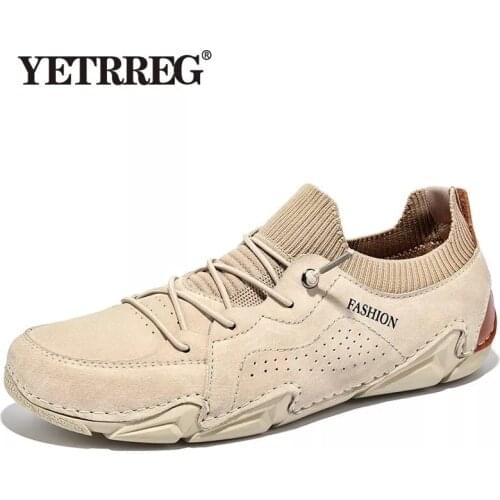 Men Casual Shoes Leather Fashion Men Sneakers Handmade Breathable Mens Loafers Moccasins Luxury Brand Boat Shoes Big Size 38-48