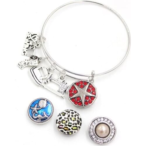 10PCS Wholesale Snap Jewelry I Love Sewing Bracelets Expandable Bangle Snap Bracelets for Women Sewing Lover Gift