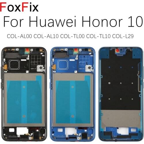Original Front Frame For 5.84" Huawei Honor 10 Front Frame Middle Frame Bezel Housing With Power Side Buttons
