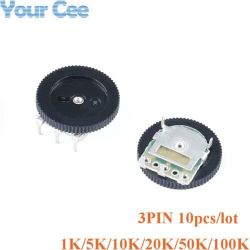 10PCS Gear Dial Potentiometer Single Potentiometer 3pins for Radio MP3/MP4 Volume Adjustment Switch 1K/5K/10K/20K/50K/100K B102