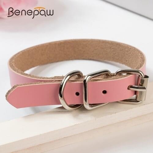 Benepaw Adjustable Leather Dog Collar 6 Collars New Puppy Collar Hot Sale Supplies Dog Pink/black/brown/dark Blue/Sky Blue