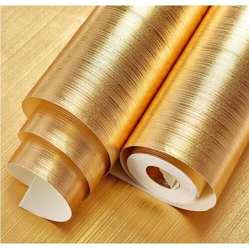 Brushed Shiny Gold Foil Silver Wallpaper Roll 10m