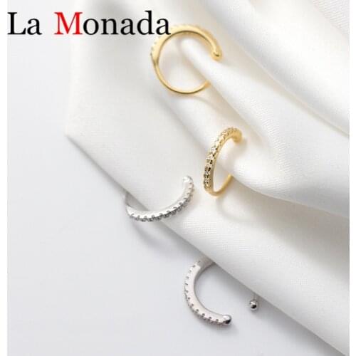 925 Sterling Silver Ear Cuff Earrings Clear CZ Zirconia Clip Earrings Non Pierced Ears Simple Women Jewelry