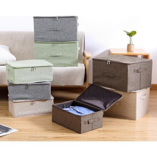 Folding Storage Box Zipper Lid Clothes Underwear Cabinet Basket Holder Organizer