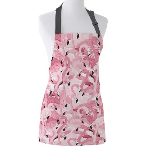 Tophome Kitchen Apron Pink Flamingo Printed Adjustable Sleeveless Canvas Aprons for Men Women Kids Home Cleaning Tools