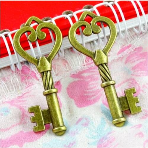 20pcs 46*19MM Vintage Key Pendants Charm For Jewelry Making Antique Bronze Color Retro Key Pendants Charm Key Retro
