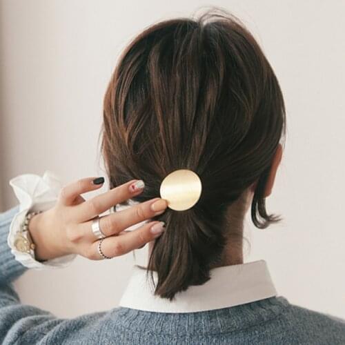 Female Korea Hair Accessories Lady Metal Disc Hair Ties Girl Ponytail Buckle Hair Bands